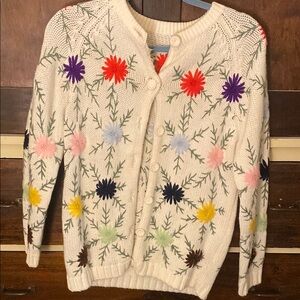 Floral Embroidered Cream Sweater